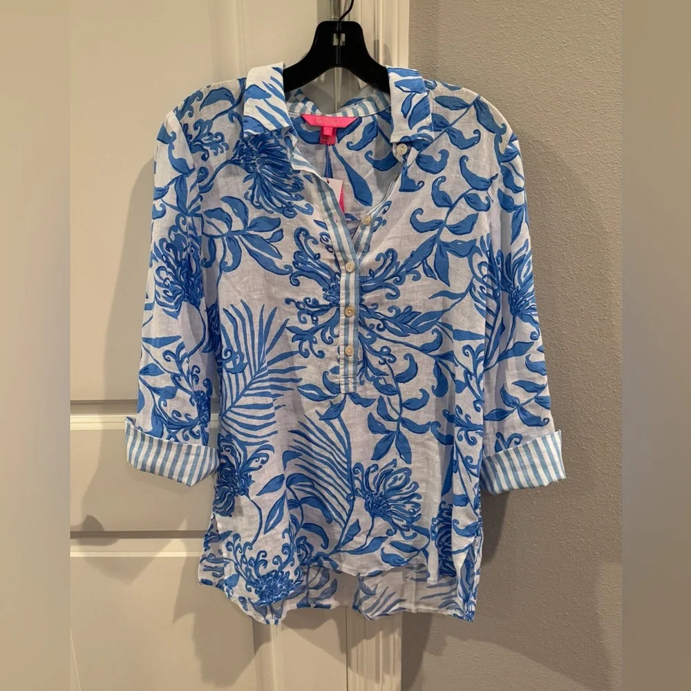 NWT Lilly Pulitzer Linen Top Sz Small - Picture 2 of 15